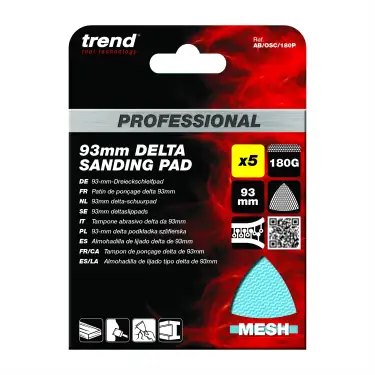 Click Here To Enlarge This Photo Of Trend AB&sol;OSC&sol;180P 93mm 180G Pro Mesh Delta Sanding Pad &lpar;5 Pack&rpar;