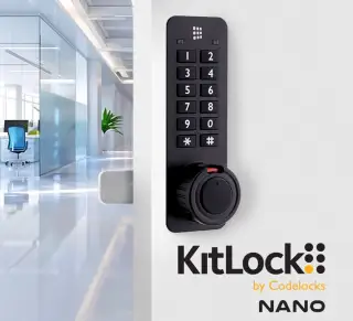 Codelocks KL90 KitLockNano Electronic Digital Combination Lock with Key Override - Black &lpar;Vertical&rpar;