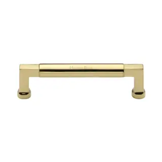 C0312 128-ULB Heritage Brass Cabinet Pull Bauhaus Design 128mm CTC Unlacquered Brass Finish
