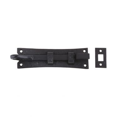 Click Here To Enlarge This Photo Of FF57 - Zoo Hardware Foxcote Foundries Cranked Curly Tail Door Bolt &lpar;150mm x 42mm&rpar; Black Antique