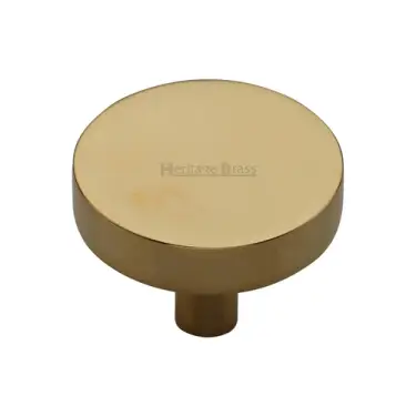 Click Here To Enlarge This Photo Of C3880 38-ULB Heritage Brass Cabinet Knob Disc Design 38mm Unlacquered Brass finish