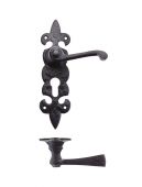 FF611EP - Zoo Hardware Foxcote Foundries Lever on Fleur de Lys Euro Profile Backplate &lpar;200 x 50mm&rpar; Black Antique