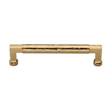 Click Here To Enlarge This Photo Of HAM0312 160-ULB Heritage Brass Cabinet Pull Bauhaus Hammered Design 160mm CTC Unlacquered Brass Finish