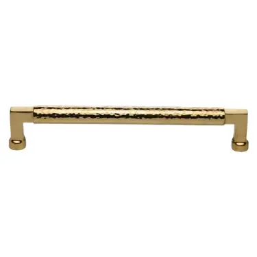 Click Here To Enlarge This Photo Of HAM0312 203-ULB Heritage Brass Cabinet Pull Bauhaus Hammered Design 203mm CTC Unlacquered Brass Finish