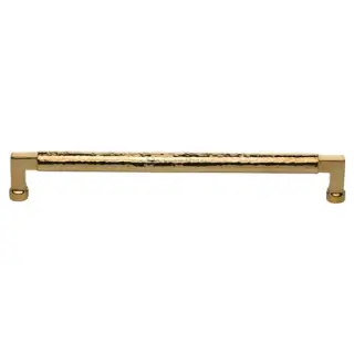 HAM0312 254-ULB Heritage Brass Cabinet Pull Bauhaus Hammered Design 254mm CTC Unlacquered Brass Finish