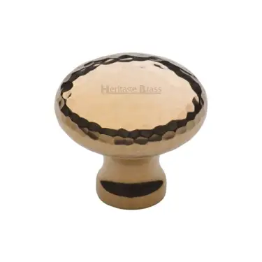 Click Here To Enlarge This Photo Of HAM113 32-ULB Heritage Brass Cabinet Knob Victorian Round Hammered Design 32mm Unlacquered Brass finish