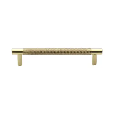Click Here To Enlarge This Photo Of V4461 128-ULB Heritage Brass Cabinet Pull Partial Knurled Design 128mm CTC Unlacquered Brass finish