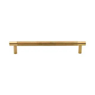 V4461 160-ULB Heritage Brass Cabinet Pull Partial Knurled Design 160mm CTC Unlacquered Brass finish