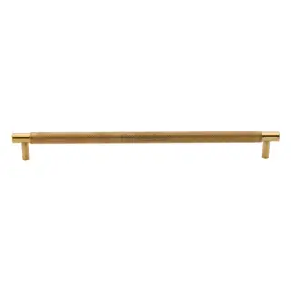 V4461 254-ULB Heritage Brass Cabinet Pull Partial Knurl Design 254mm CTC Unlacquered Brass finish