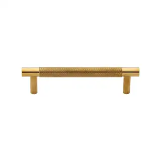 V4461 96-ULB Heritage Brass Cabinet Pull Partial Knurled Design 96mm CTC Unlacquered Brass finish
