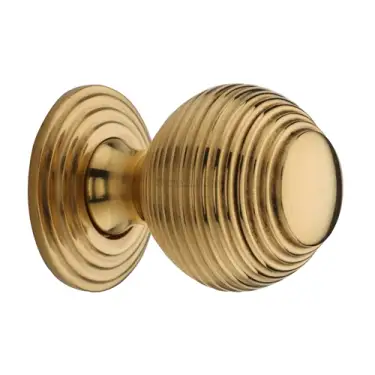 Click Here To Enlarge This Photo Of V973 32-ULB Heritage Brass Cabinet Knob Reeded Design 32mm Unlacquered Brass finish