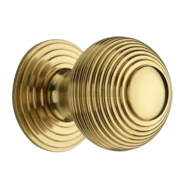 Click Here To Enlarge This Photo Of V973 38-ULB Heritage Brass Cabinet Knob Reeded Design 38mm Unlacquered Brass finish