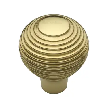 Click Here To Enlarge This Photo Of V974 38-ULB Heritage Brass Cabinet Knob Reeded Design 38mm Unlacquered Brass finish