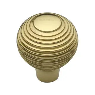 V974 38-ULB Heritage Brass Cabinet Knob Reeded Design 38mm Unlacquered Brass finish