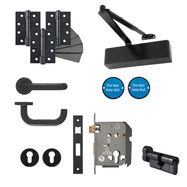 Click Here To Enlarge This Photo Of Eclipse 24473 Commercial Office Locking Heavy Duty Door Pack - Matt Black