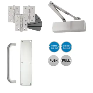 Eclipse 24480 Commercial Corridor Non-Locking Heavy Duty DIN Door Pack - Satin Stainless Steel