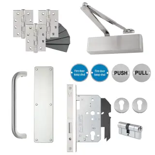 Eclipse 24481 Commercial Corridor Locking Heavy Duty DIN Door Pack - Satin Stainless Steel