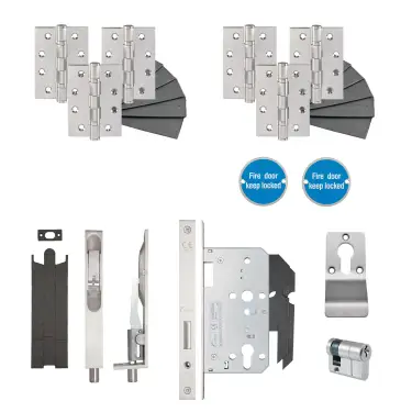Click Here To Enlarge This Photo Of Eclipse 24485 Commercial Double Riser Heavy Duty DIN Door Pack - Satin Stainless Steel