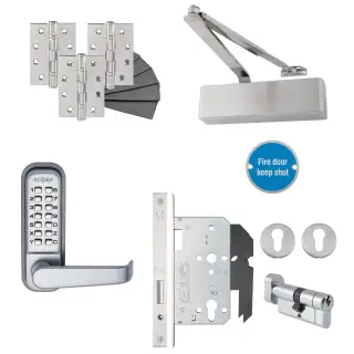 Eclipse 24486 Commercial Locking Store Room Heavy Duty DIN Door Pack - Satin Stainless Steel