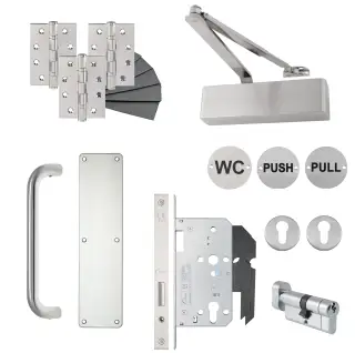 Eclipse 24487 Commercial W&period;C&period; Entrance Heavy Duty DIN Door Pack - Satin Stainless Steel