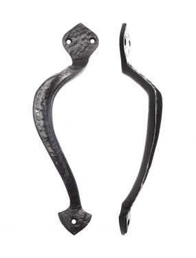 Click Here To Enlarge This Photo Of FF80L - Zoo Hardware Foxcote Foundries Offset 241mm Pull Handle &lpar;Left Hand&rpar; Black Antique