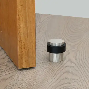 Click Here To Enlarge This Photo Of Eclipse 63772 30mm Linear Knurled Floor Door Stop - Satin Stainless Steel
