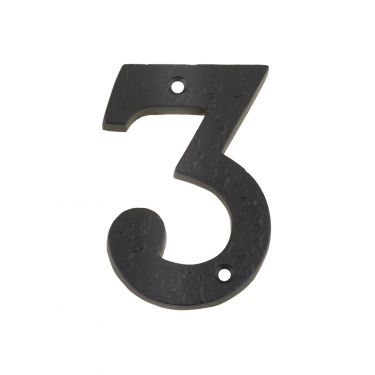 Click Here To Enlarge This Photo Of FFN03 - Zoo Hardware Foxcote Foundries 102mm Numeral - No&period; 3 - Black Antique