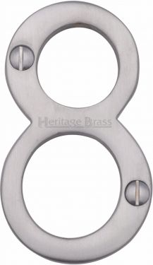 Click Here To Enlarge This Photo Of C1560 8-SC Heritage Brass Numeral 8 Face Fix 76mm &lpar;3"&rpar; Satin Chrome Finish