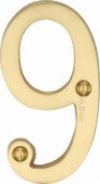 C1560 9-SB Heritage Brass Numeral 9 Face Fix 76mm &lpar;3"&rpar; Satin Brass Finish
