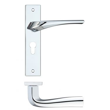 Click Here To Enlarge This Photo Of RM061EPCP - Zoo Hardware Rosso Maniglie 'Aries' Lever Euro Profile Lock &lpar;47&period;5mm c&sol;c&rpar; on Backplate &lpar;190x42mm&rpar; Polished Chrome