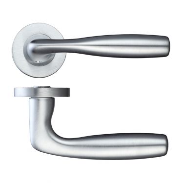 Click Here To Enlarge This Photo Of RM070SC - Zoo Hardware Rosso Maniglie 'Corvus' Lever on Round Rose - Satin Chrome