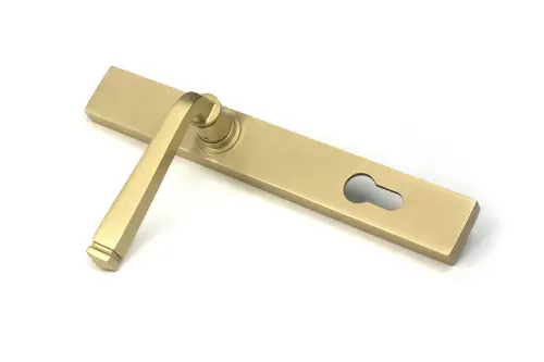 Click Here To Enlarge This Photo Of 52084 From The Anvil Satin Brass Avon Slimline Lever Espag&period; Lock Set