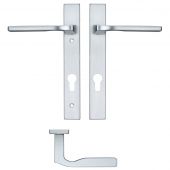 RM12NP92SC - Zoo Hardware Rosso Maniglie 'Vela' Lever Euro Lock cn Narrow Backplate &lpar;220x32mm&rpar; 92mm Centres - 122mm Screw Centres -Satin Chrome