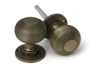 52442 From The Anvil Burnished Brass Heavy Beehive Mortice&sol;Rim Knob Set
