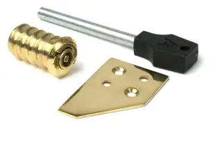 47130 From The Anvil Polished Brass Flush Sash Stop with Key