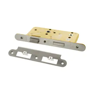 Atlantic - ALKDINRB60HDSC DIN &lpar;Radius&rpar; Heavy Duty Bathroom Lock 60mm Backset &lpar;78mm c&sol;c&rpar; - Satin Chrome