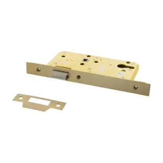 Atlantic - ALKDINRL60HDSB DIN &lpar;Radius&rpar; Heavy Duty Latch 60mm Backset - Satin Brass