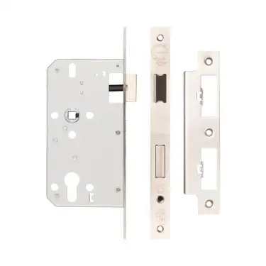 Click Here To Enlarge This Photo Of JL-DS60SSS Frelan Hardware Jedo DIN Euro Profile Sashlock 60mm Backset &lpar;72mm c&sol;c&rpar; with Square Corners - Satin Stainless Steel