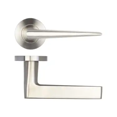 Click Here To Enlarge This Photo Of JSS360 Frelan Hardware Meteor Door Handles on Rose Grade 304 Satin Stainless Steel