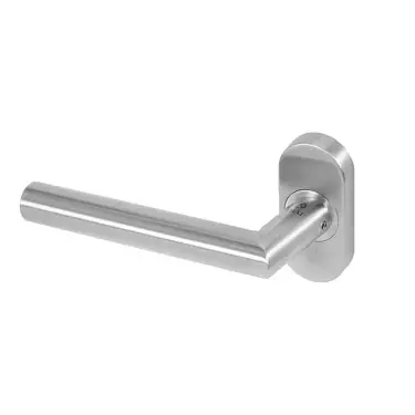 Click Here To Enlarge This Photo Of BLU Performance Centrix Angled Mitred Lever on Oval Rose&comma; Dual Sprung&comma; 316 Satin Stainless Steel &lpar;AML085-SSS&rpar;
