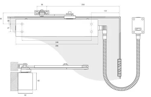 Click Here To Enlarge This Photo Of CE4F-E-SSS UNION Electromagnetic &lpar;Hold Open&sol;Free Swing&rpar; Fixed Power Size 4 Overhead Door Closer - Satin Stainless Steel
