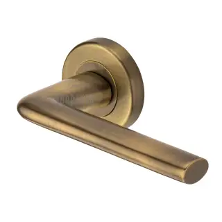 SC-2352-AZ M&period;Marcus Sorrento Door Handle Lever Latch on Round Rose Lena Design Antique Brass on Zinc finish
