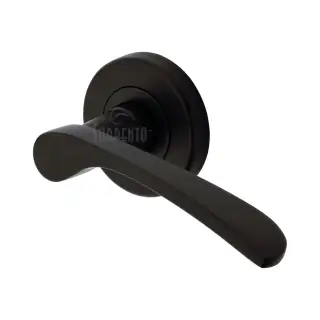SC-5380-BLK M&period;Marcus Sorrento Door Handle Lever Latch on Round Rose Arcadia Design Matt Black finish