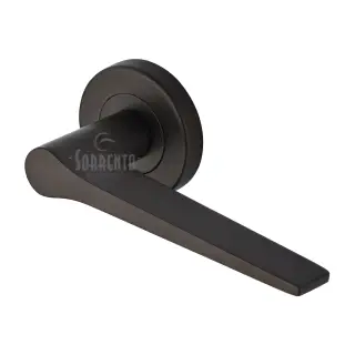 SC-3059-MBZ M&period;Marcus Sorrento Door Handle Lever Latch on Round Rose Neo Design Matt Bronze on Zinc finish