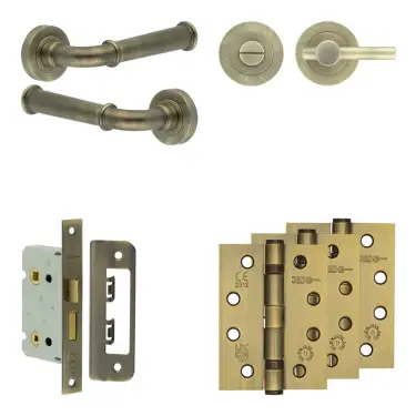 Click Here To Enlarge This Photo Of JV847AB Frelan Hardware Jedo Complete 'Classic' Door Handle Pack - Internal Doors - Antique Brass