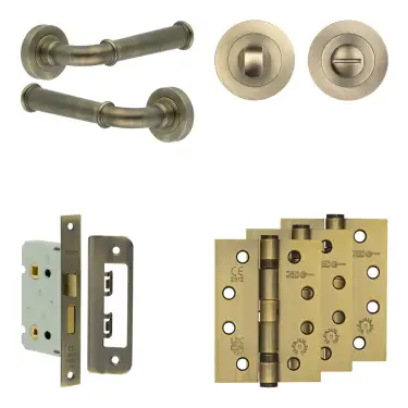 Click Here To Enlarge This Photo Of JV847AB Frelan Hardware Jedo Complete 'Classic' Door Handle Pack - Internal Doors - Antique Brass