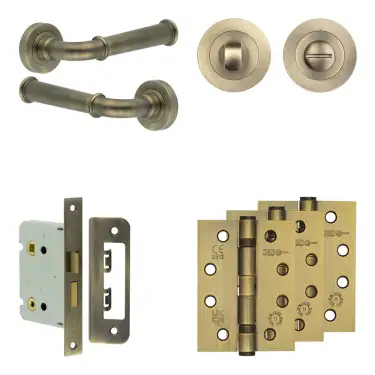 Click Here To Enlarge This Photo Of JV847AB Frelan Hardware Jedo Complete 'Classic' Door Handle Pack - Internal Doors - Antique Brass