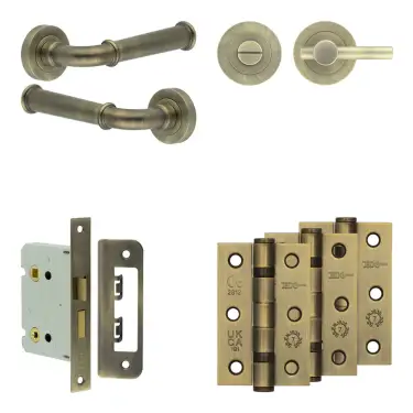Click Here To Enlarge This Photo Of JV847AB Frelan Hardware Jedo Complete 'Classic' Door Handle Pack - Internal Doors - Antique Brass