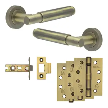 Click Here To Enlarge This Photo Of JV848AB Frelan Hardware Jedo Complete 'Bloom' Door Handle Pack - Internal Doors - Antique Brass