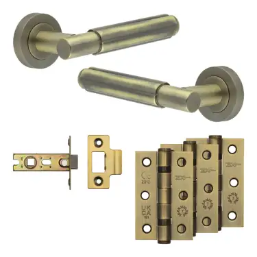 Click Here To Enlarge This Photo Of JV848AB Frelan Hardware Jedo Complete 'Bloom' Door Handle Pack - Internal Doors - Antique Brass